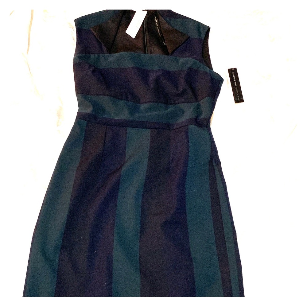 Andrew Marc New York Green and Black Sheath Dress